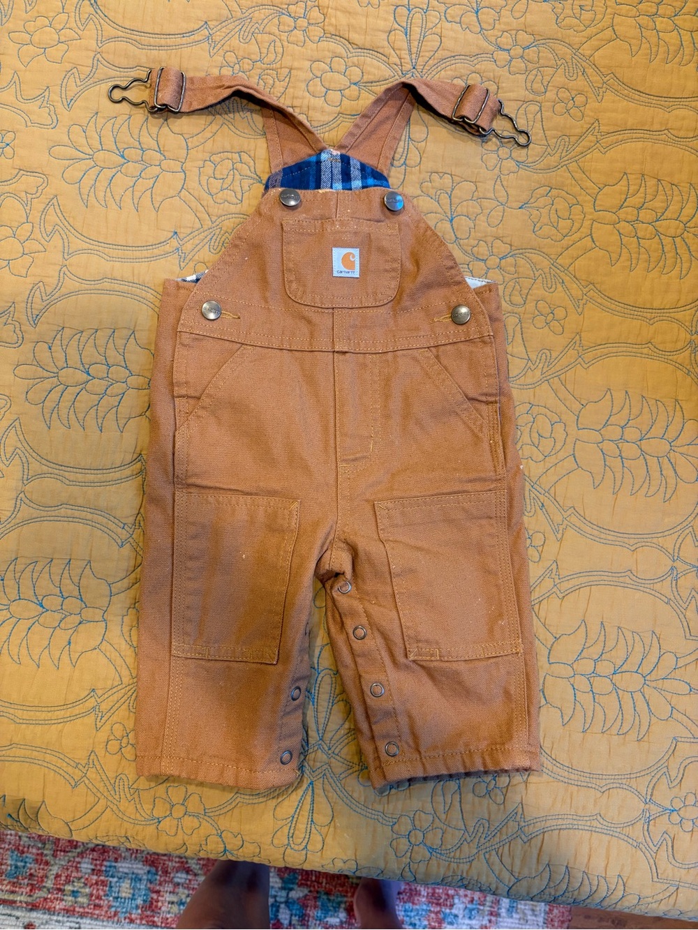 Carhartt Baby Tan Canvas flannel-lined Overalls 3M